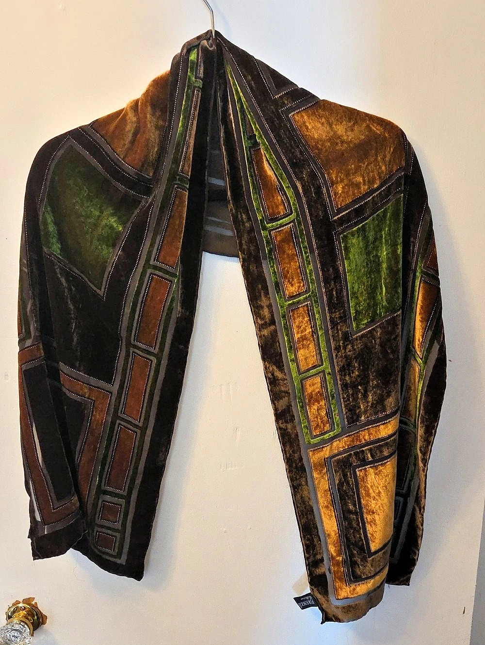 Firenze Collection Women's Geometric Scarf Black, Gold & Green